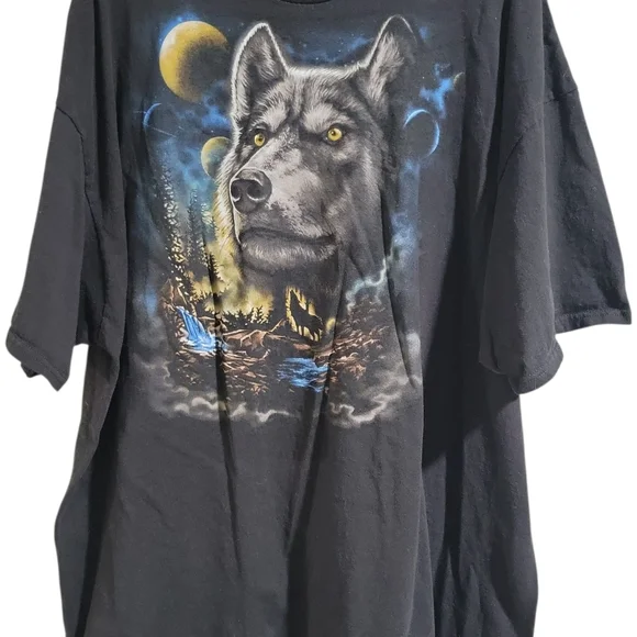 DOM Wolf Pack Night Unisex Graphic T-shirt Size 3XL Black Wolves - Picture 3 of 9